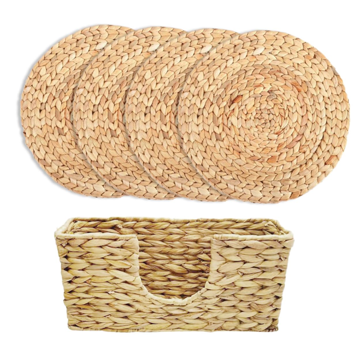 Set de sous-verres tressés ronds SHOWERORO de style bohème pour une table élégante au quotidien