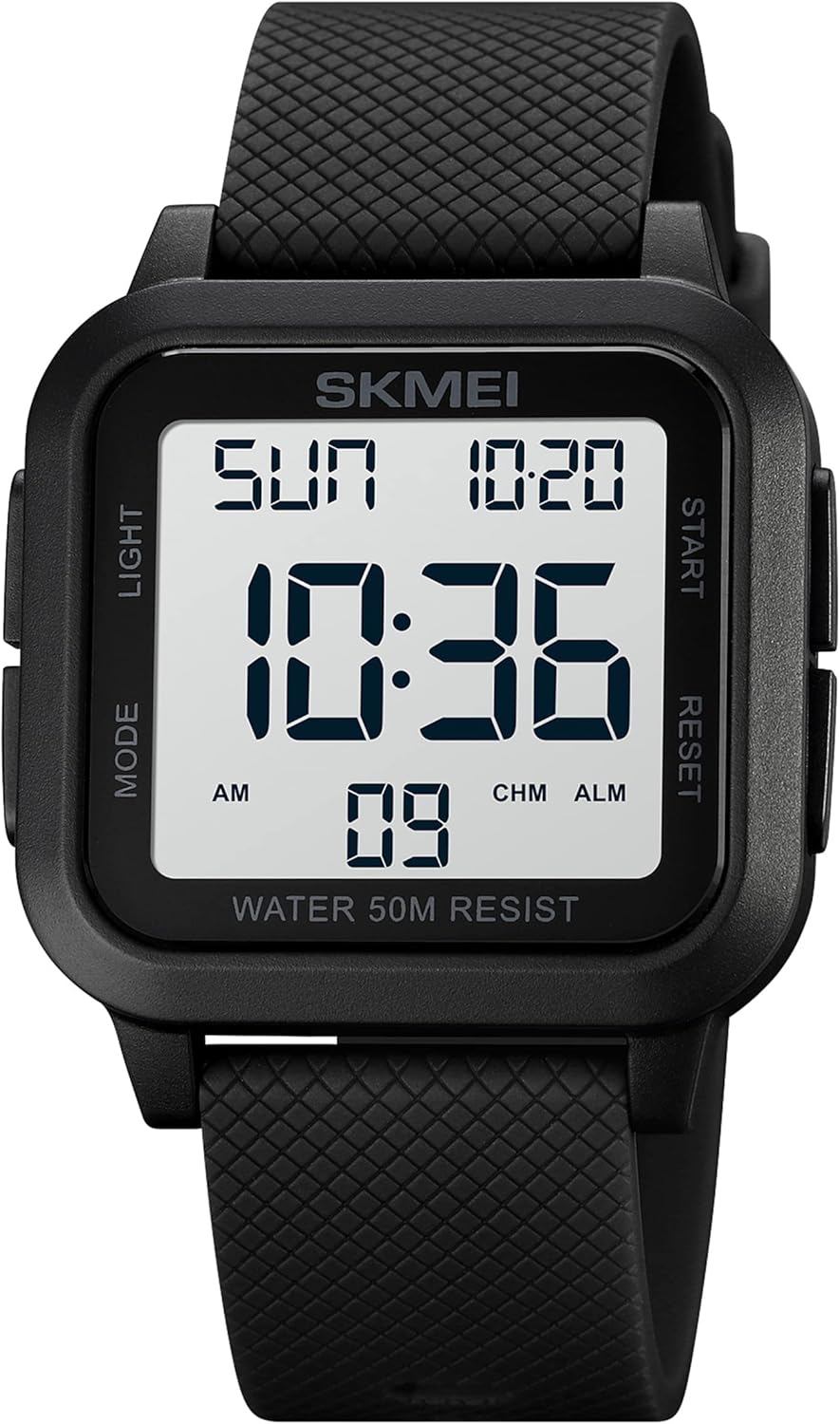 FANMIS Men's Digital Sports Watch LED Screen Large Face Electronics Military Watches Multi-Functional Waterproof Alarm Stopwatch Back Light Outdoor Casual Black Watch