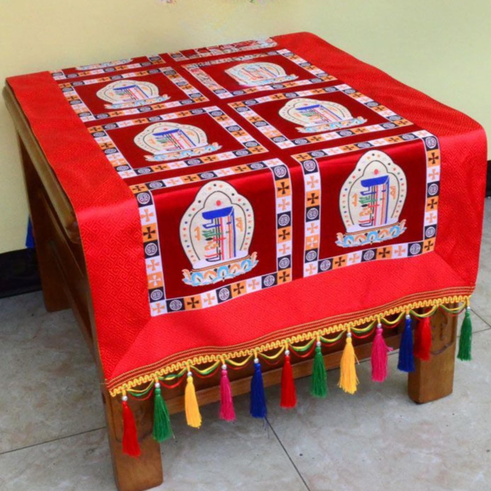 Nappe tibétaine sanctuaire bouddhiste décoration autel méditation 115 cm