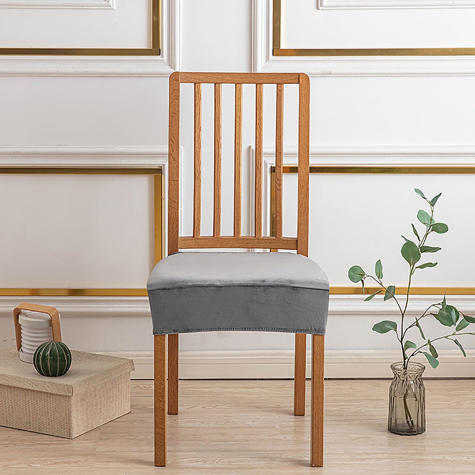 Set di 2 coprisedie regolabili in velluto grigio per sala da pranzo da cucina