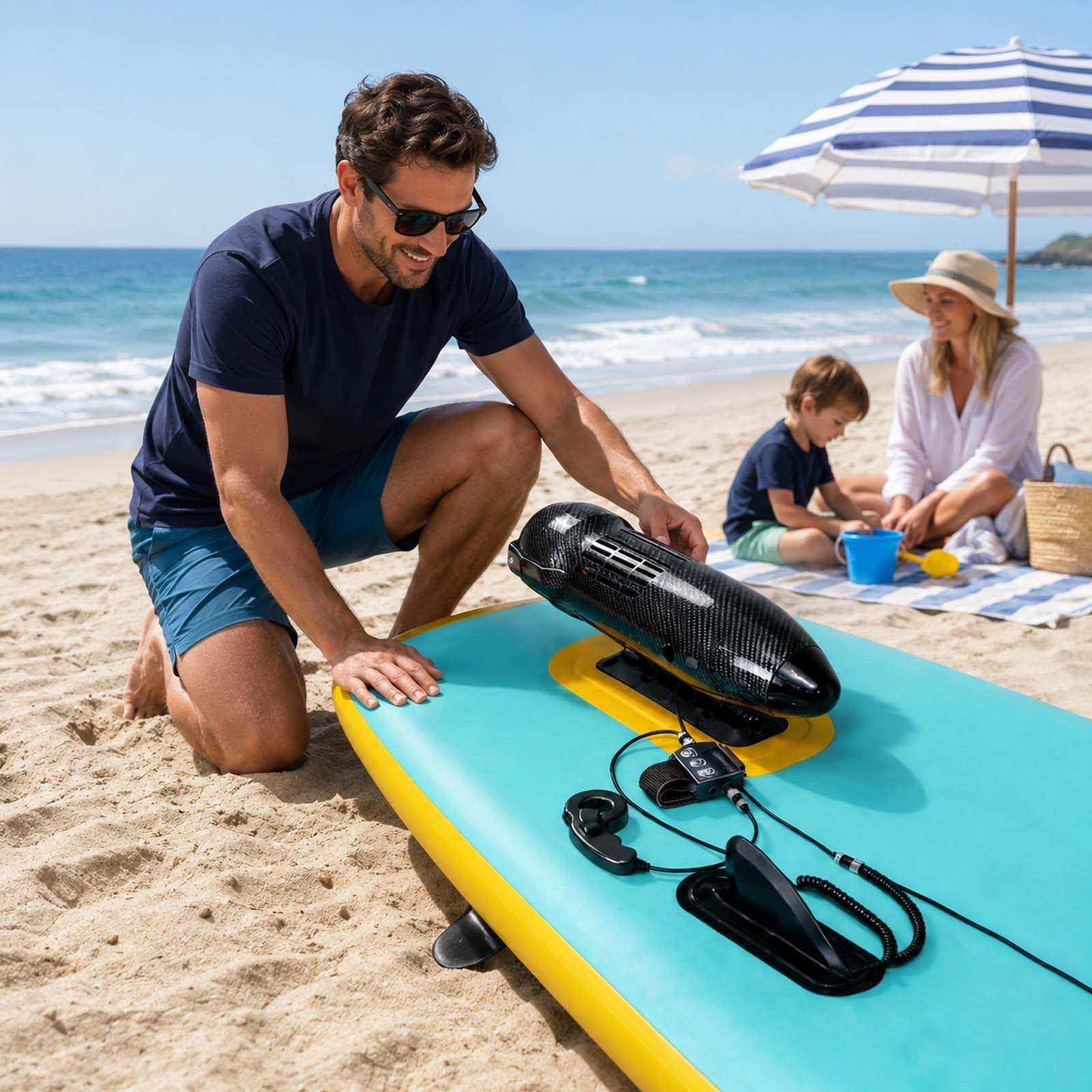 QFGain Swappable Battery Underwater Scooter for Diving, Dual 4400mAh Lithium Battery 120 Mins Max Runtime, 12kg Thrust 7km/h Speed for Long Distance Swimming