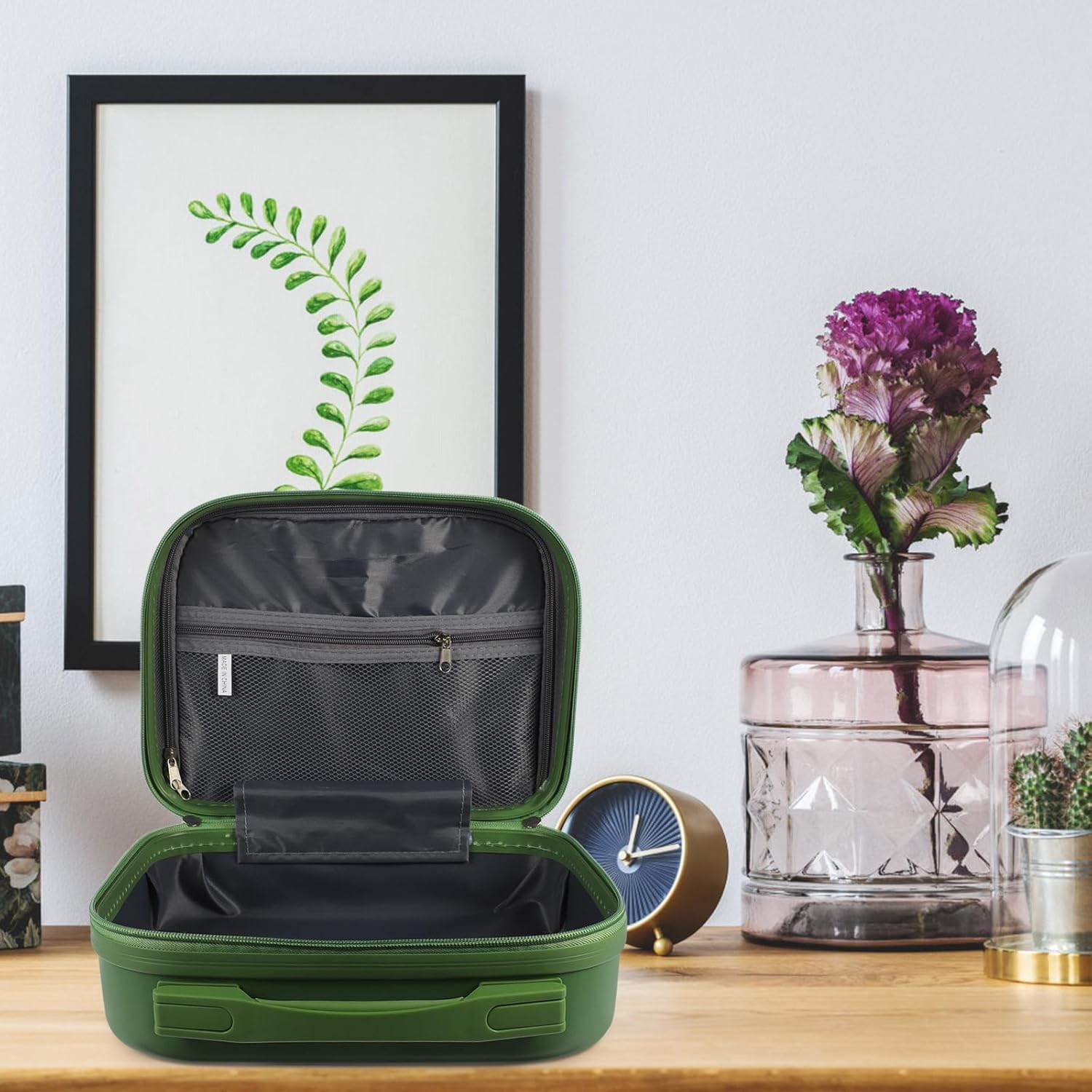 Travel Makeup Case Organizer 14 Inch Lightweight Cosmetic Storage Box with Elastic Band for Skincare and Essentials Portable Makeup Train Case for Home and Office