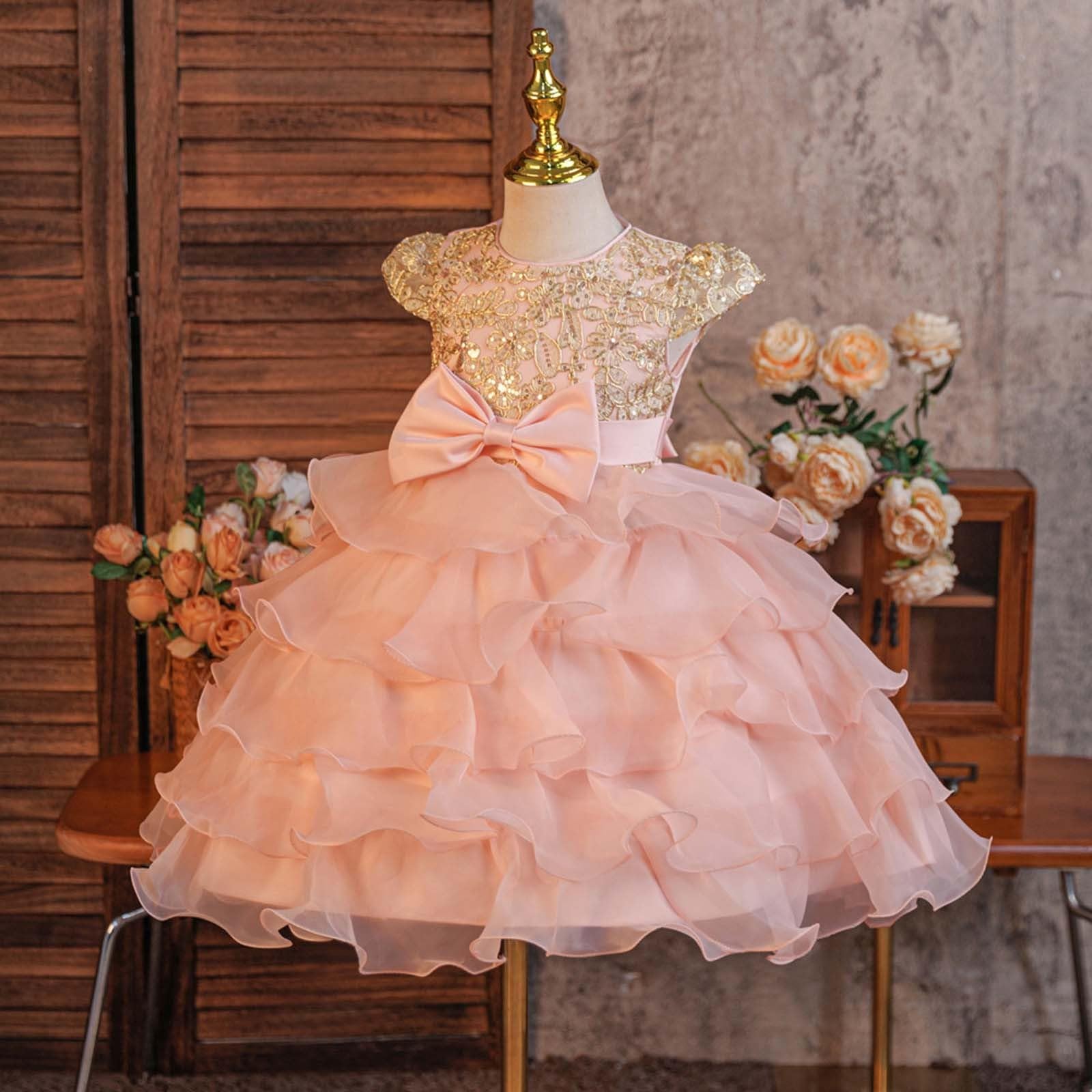 Elegante Vestido de Fiesta para niñas con corpiño y Falda satén un Estilo Festivo. pequeñas 2 a 10 años, Punto piqué, Ligero Suave, Ideal Uso Diario/g