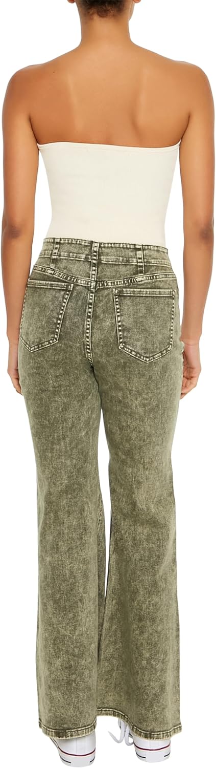 Forever 21 Womens Acid Wash Twill Flare Pants - Image 4