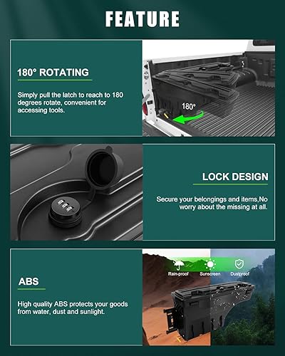 Miniatura 4 de SCITOO Caja de herramientas de almacenamiento para caja de camión, rotación de 180, para Chevrolet Silverado 1500 2019-2022, para GMC Sierra 1500