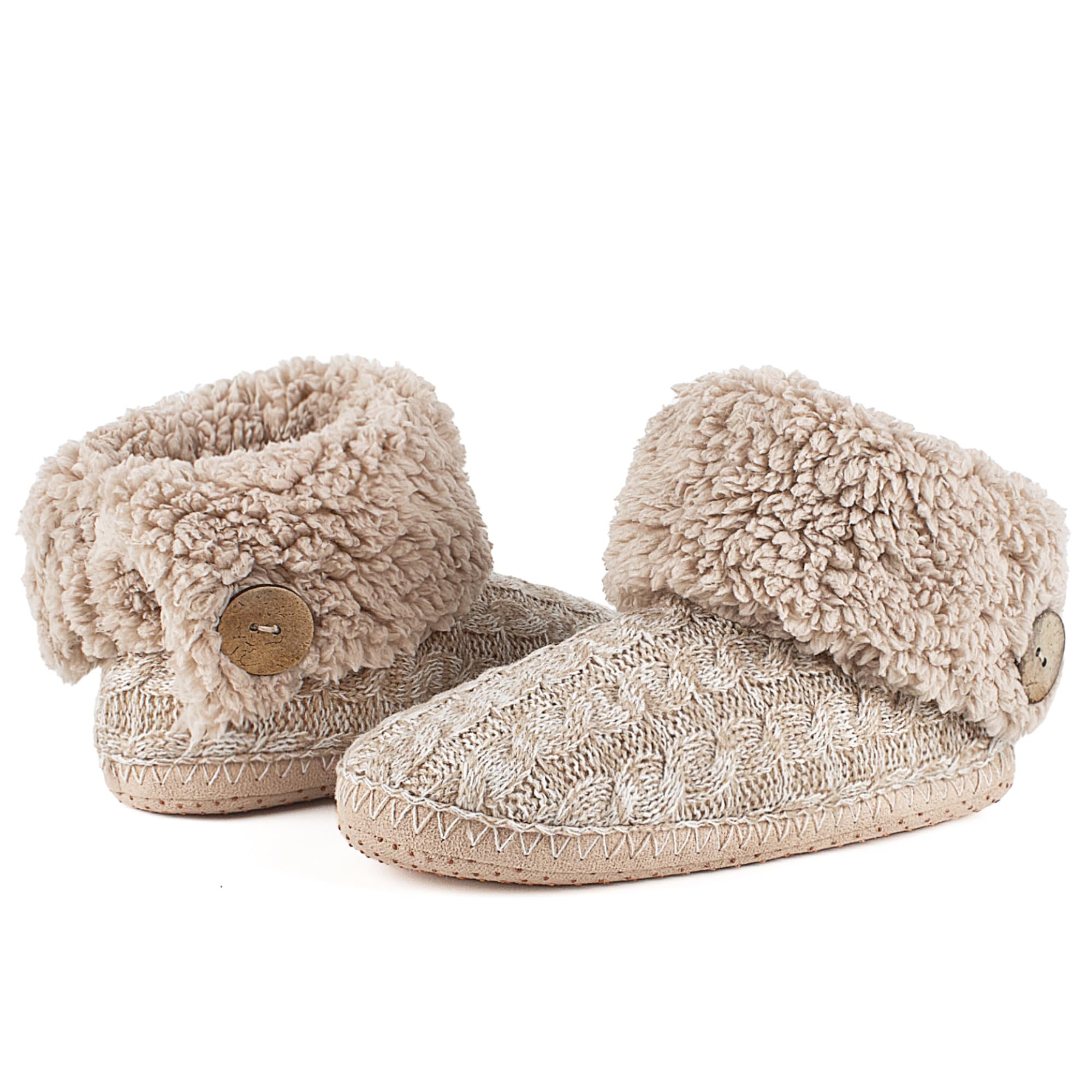 cosyone1997 Cable Knit House Slippers for Women Indoor Sherpa Fleece Lined Soft Loafer Shoes Winter Warm Fluffy Bedroom