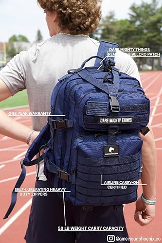 Miniatura 3 de AMERICANPHOENIX 45L Elite Mochila táctica  Mochila militar y de trabajo 3 veces más fuerte  Resistente al agua y resistente  Bolsa MOLLE Bug Out