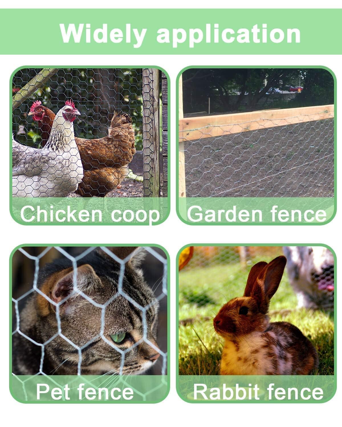 Grillage à lapin galvanisé argenté - 35 cm x 15 m - Treillis hexagonal - Largeur des mailles de 25 mm - Épaisseur du fil de 0,6 mm - Clôture métallique pour jardin, clôtures animaux, protection des
