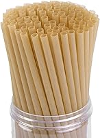 HANSGO Sugarcane Straws 200 Pack - Biodegradable Disposable Straws for Hot Cold Drinks, Coffee Cocktails Juice - Eco-Friendly Sturdy Brown Straws
