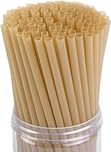 HANSGO Sugarcane Straws, 200PCS Drink Straws Disposable for Hot Cold Drinks, Coffee, Cocktail, Juice Home Favor, The Beach Party, Natural Brown