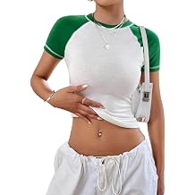 Avanova Women Raglan Colorblock Baby Tee Shirt Short Sleeve Summer Casual Tops