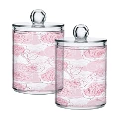 Roses-pattern Restroom Bathroom Organizers with Lid Qtip Holder Dispenser Apothecary Jars Cotton Balls Pads Swabs Holder Jar 4