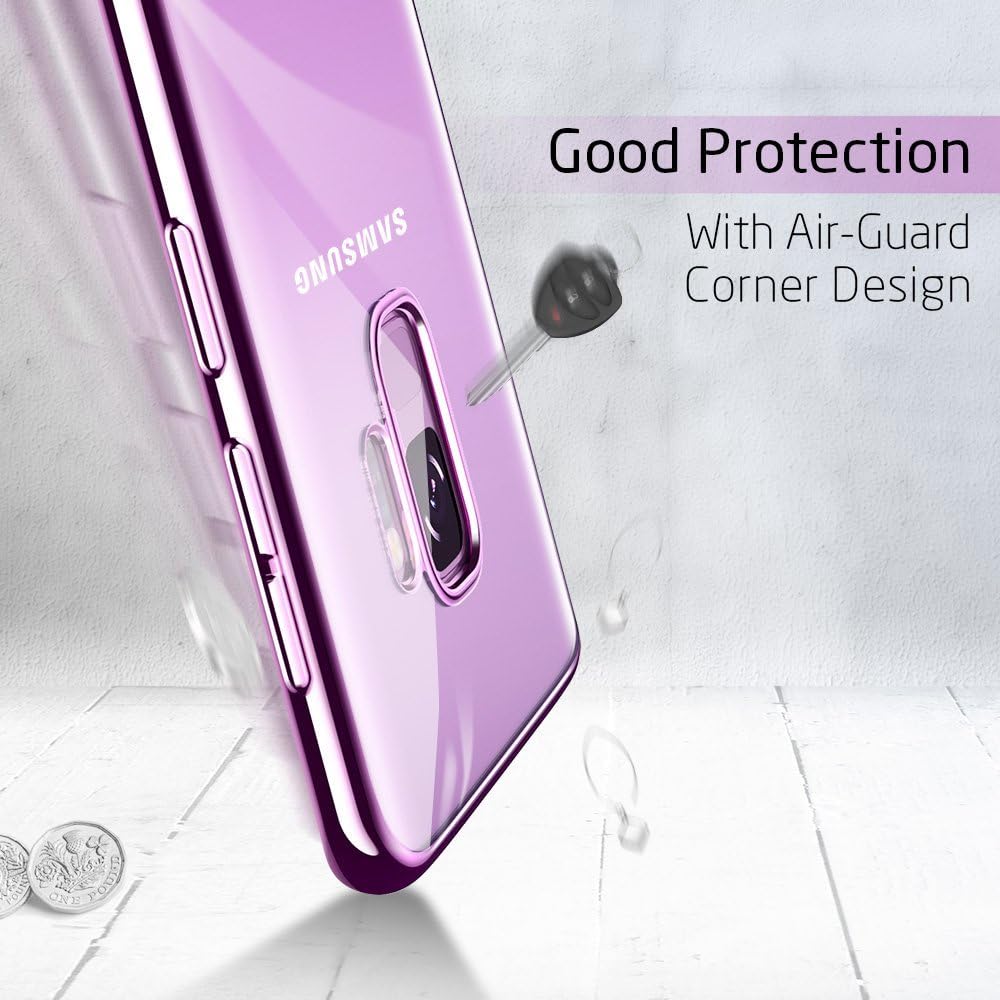 ESR Essential Twinkle Case Compatible for The Samsung Galaxy S9+ Plus Case, Slim Soft TPU Cover Case Compatible for The Samsung Galaxy S9+ Plus 6.2 inch, Purple Frame(Released in 2018)