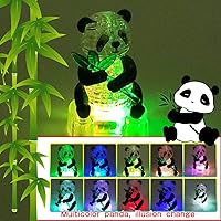 Vista 2 de Coolplay Rompecabezas de cristal 3D, regalos de panda, juguetes de escritorio con base iluminada, 58 piezas