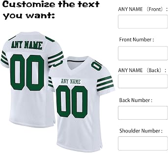 Custom American Football Jersey, Sports T Shirt Quick Dry Breathable Short Sleeve Tee Shirt, Personalised Name Number Logo Jerseys for Men Women Youth