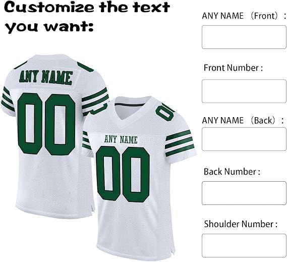 Custom American Football Jersey, Sports T Shirt Quick Dry Breathable Short Sleeve Tee Shirt, Personalised Name Number Logo Jerseys for Men Women Youth