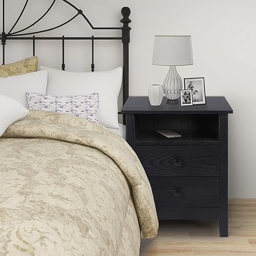 Miniatura 10 de GBU - Mesitas de noche para dormitorio; juego de 2 mesitas de noche de madera con cajón para el hogar Grano de madera blanca (3 cajones),Grano de