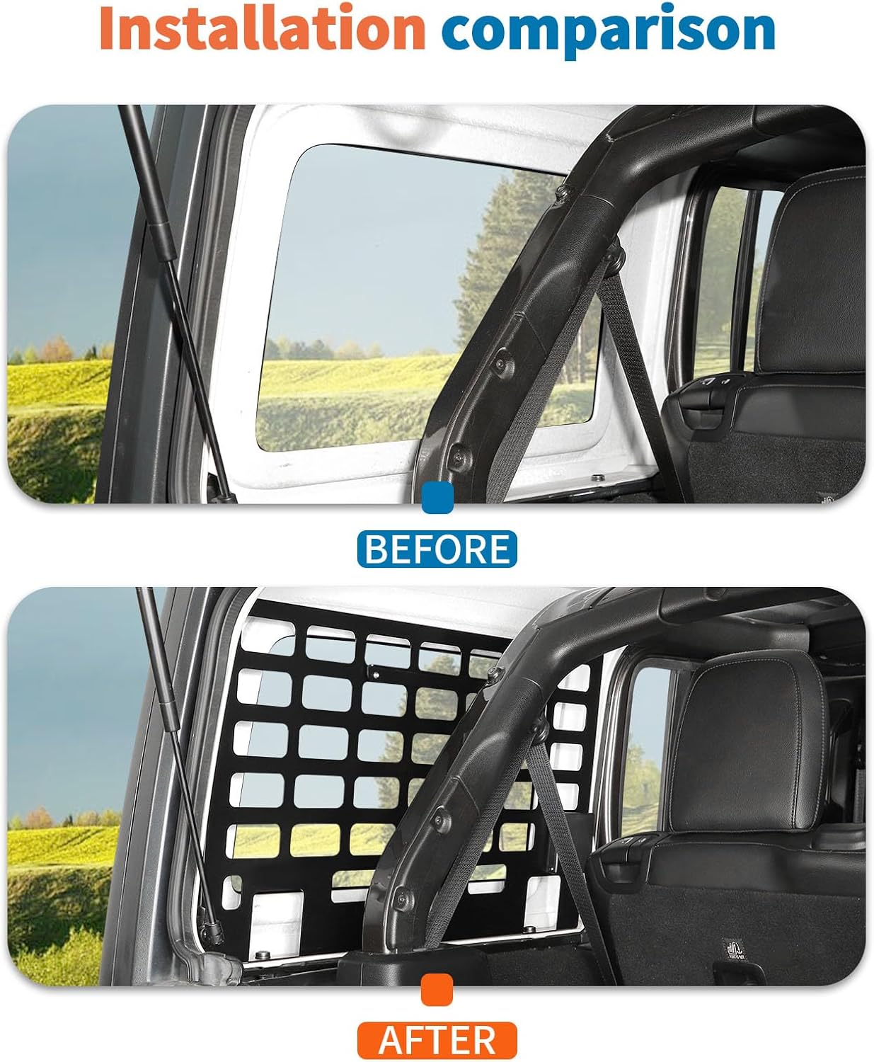 JeCar Trunk Side Window Molle Storage Organizer Metal Racks for 2018-2025 Jeep Wrangler JL, 2PCS