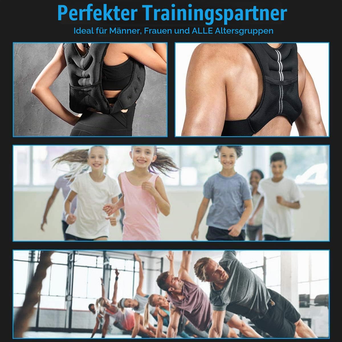 TrainHard Gewichtsweste 5kg / 8kg / 10kg Laufweste X-Style Trainingsweste für Krafttraining Laufen Fitness Crosstraining (10kg)