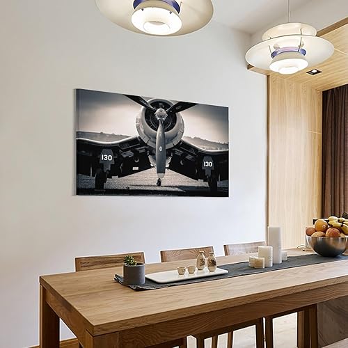 Miniatura 3 de F4U Pirate Fighter US Navy Avión Vuelo Militar Retro Fotografía Cuadro en blanco y negro Aviati Arte de pared Pinturas Lienzo Decoración de pared