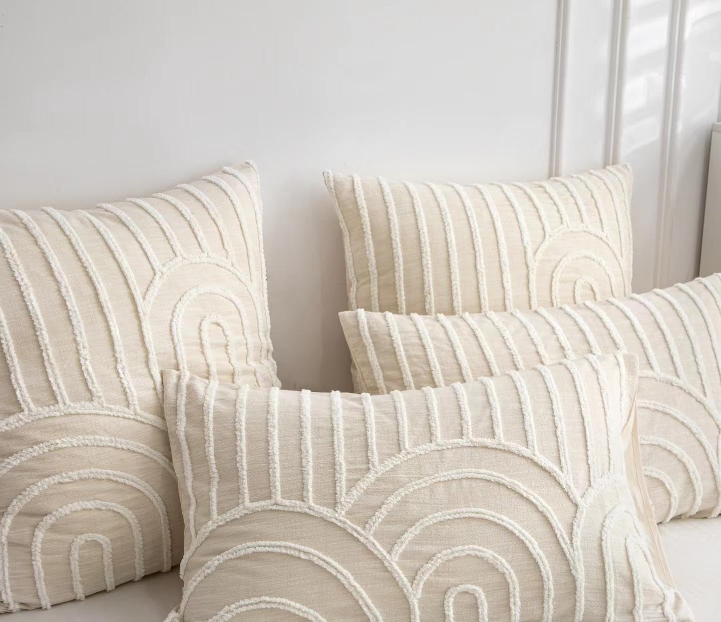 Exclusively Tufted Duvet Cover Set 3 Pieces, Premium Women's Wear Fabrics,100% Textured Cotton in Organic Linen Look (Beige, Queen (U.S. Standard))