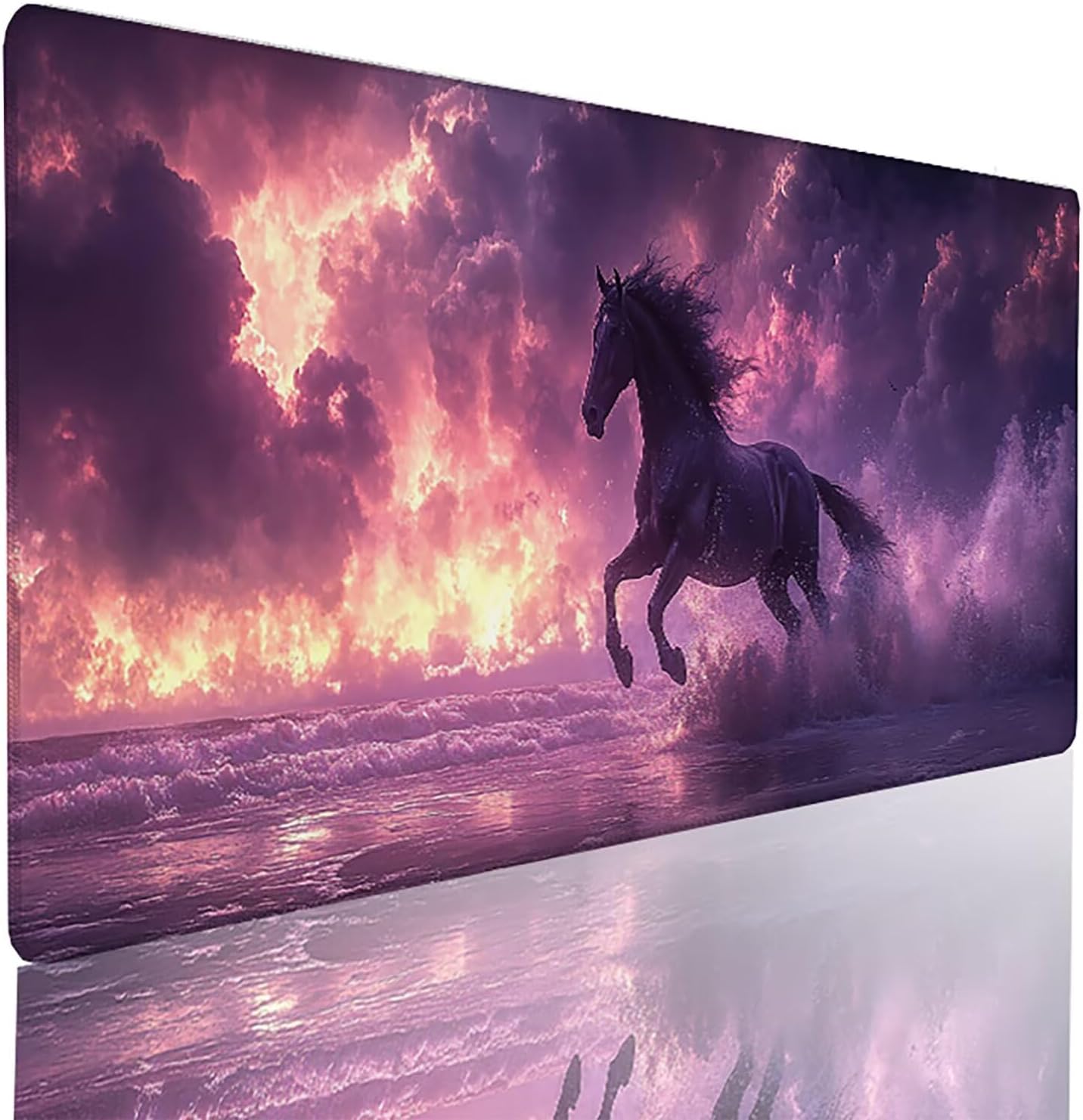 Horse Mouse Pad Large XXL 28 x 16 in, Purple Desk Mat with Stitched Edges, Anti-Slip Waterproof Gaming Mouse Pad PC Accessories Mousepad Improved Precision and Speed for Home Office Gaming 00-3