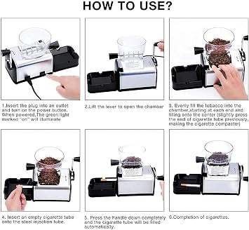 Electric Cigarette Rolling Machine, Portable Home Large Cigarette Rolling Machine, Automatic Grinding Shredding, Durable Rolling Tobacco Syringe