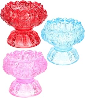 EPIGEIST 3 Piezas Soporte De Lámpara De Vidrio Candelabros Cónicos Candelero Moderno Titulares Delgado Portavelas De Vidrio Coloreado Portavelas De Escritorio Candelabro De Base Alta Azul