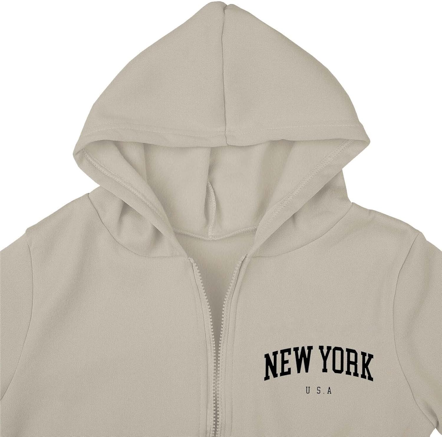 Fleece Zipper Sweatsuit for Women 3 Pieces Los Angeles Cropped Trendy Hoodies and Sweatpants Set Casual College Tracksuit