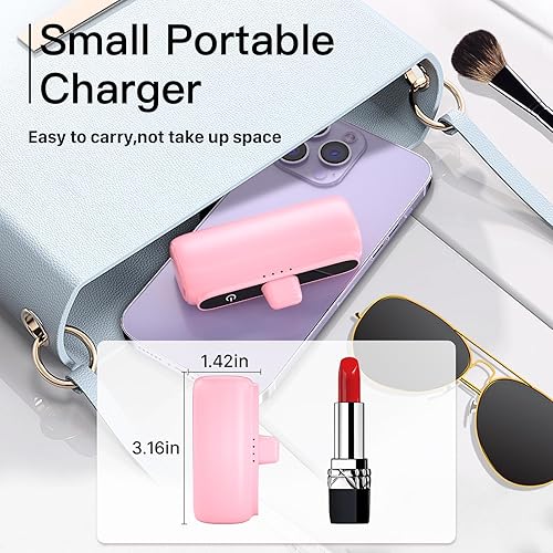 Miniatura 10 de Paquete de 2 cargadores portátiles de 5500 mAh para iPhone, cargador de teléfono portátil de viaje ultra compacto PD de carga rápida, mini banco de