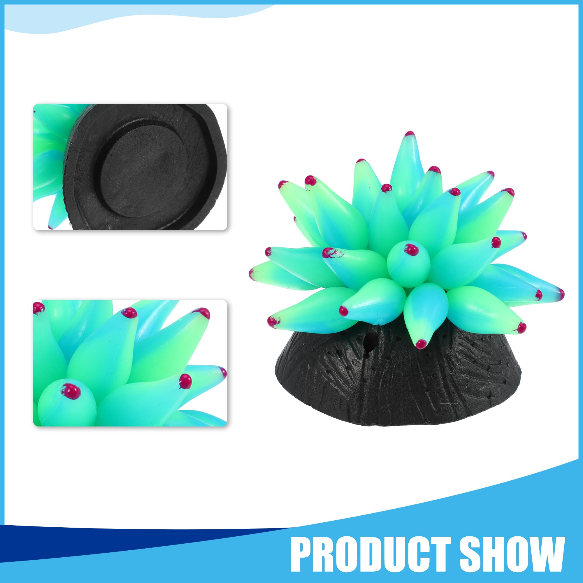 CAPASTEC Aquarium Simulation Bubble Coral, Silicone Fluorescent Coral Glow Ornaments Fish Tank Decoration (Green) - Image 2