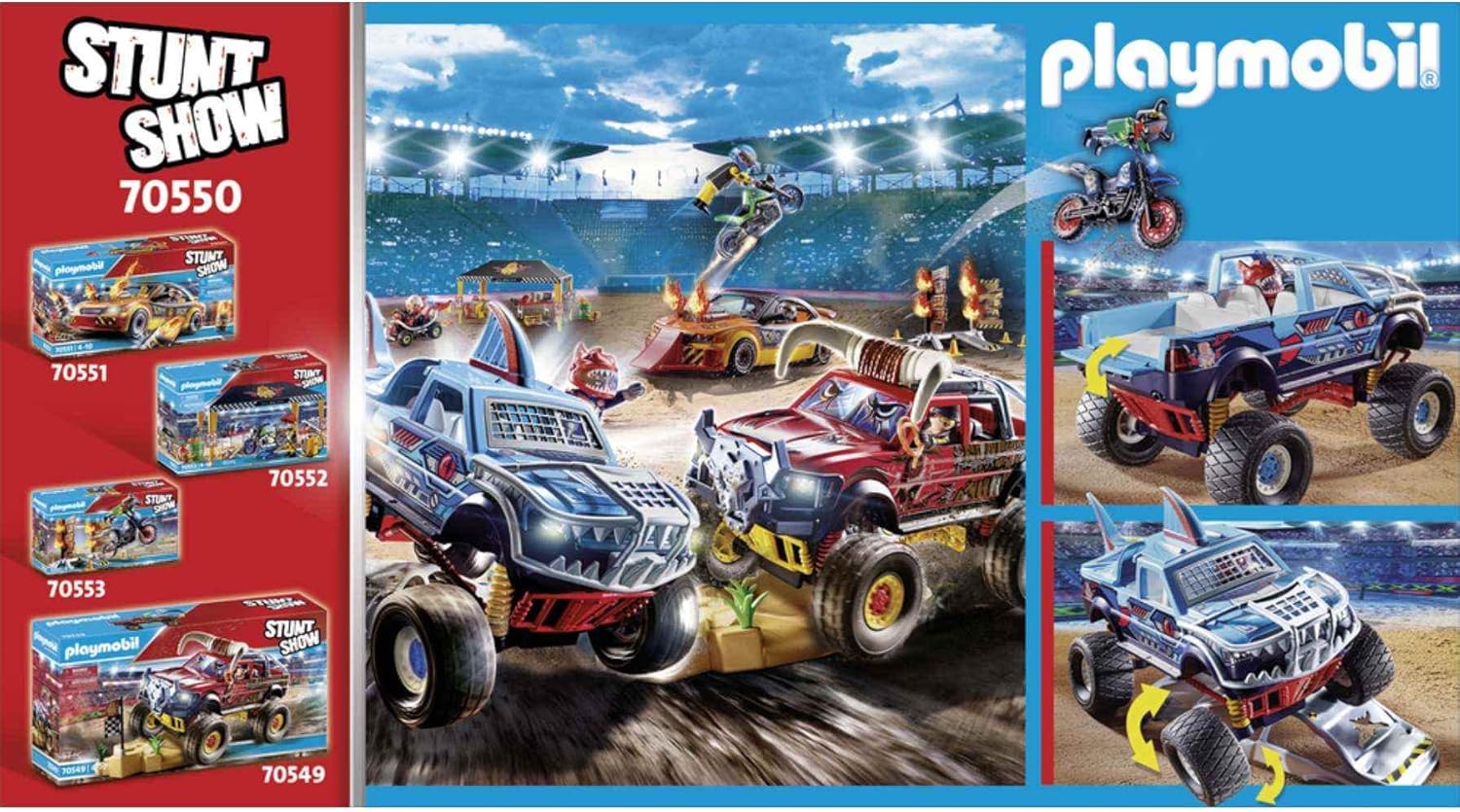 Playmobil Stunt Show Shark Monster Truck Multicolor, 51.5 x 28.4 x