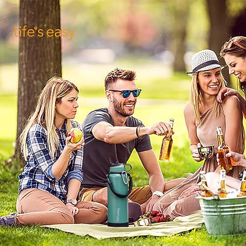 Miniatura 3 de Life's Easy Botella de agua aislada de acero inoxidable, botella de agua deportiva con tapa de popote y mosquetón de paracaídas, frasco al vacío