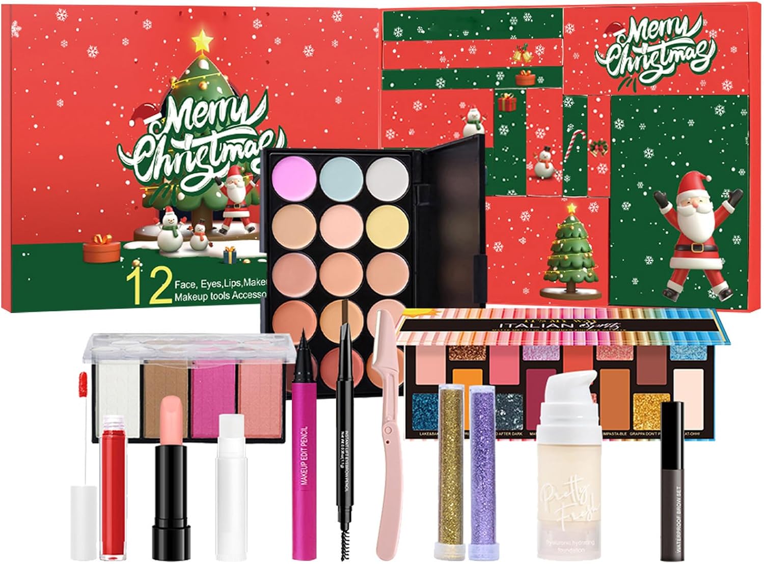Beauty Advent Calendar - 12 Days Cosmetic Advent Calendar - Christmas Cosmetic Set for Sisters Girls Women Ladies Wives Beauty Enthusiasts as well as Makeup Lovers Women Ladies Sisters Eh