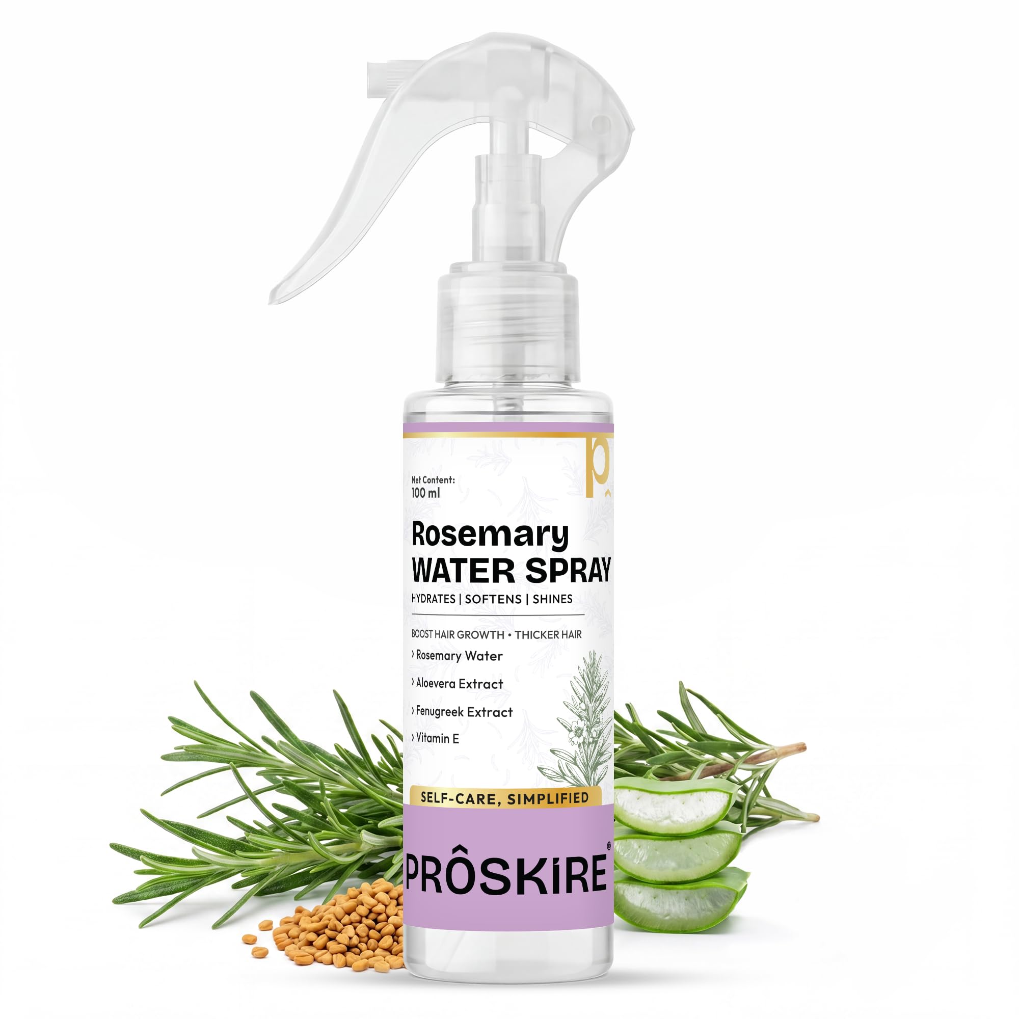 Proskire Rosemary water spray for Hair Growth | Hairfall control & Thicker Hair | Hair growth spray with Aloevera, Fenugreek & Vitamin E | Non Greasy & Fast Absorbing | 100 ml-picture-24