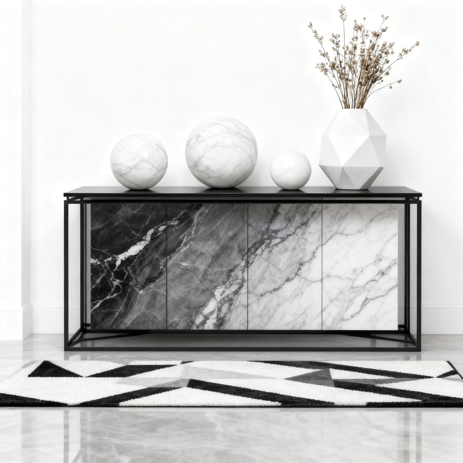 White Natural Marble Decorative Sphere Set, Heavy Solid Stone Balls for Home Decor, Bedroom, Entryway, Hotel, Dining Room Tabletop Display (10cm Diameter)