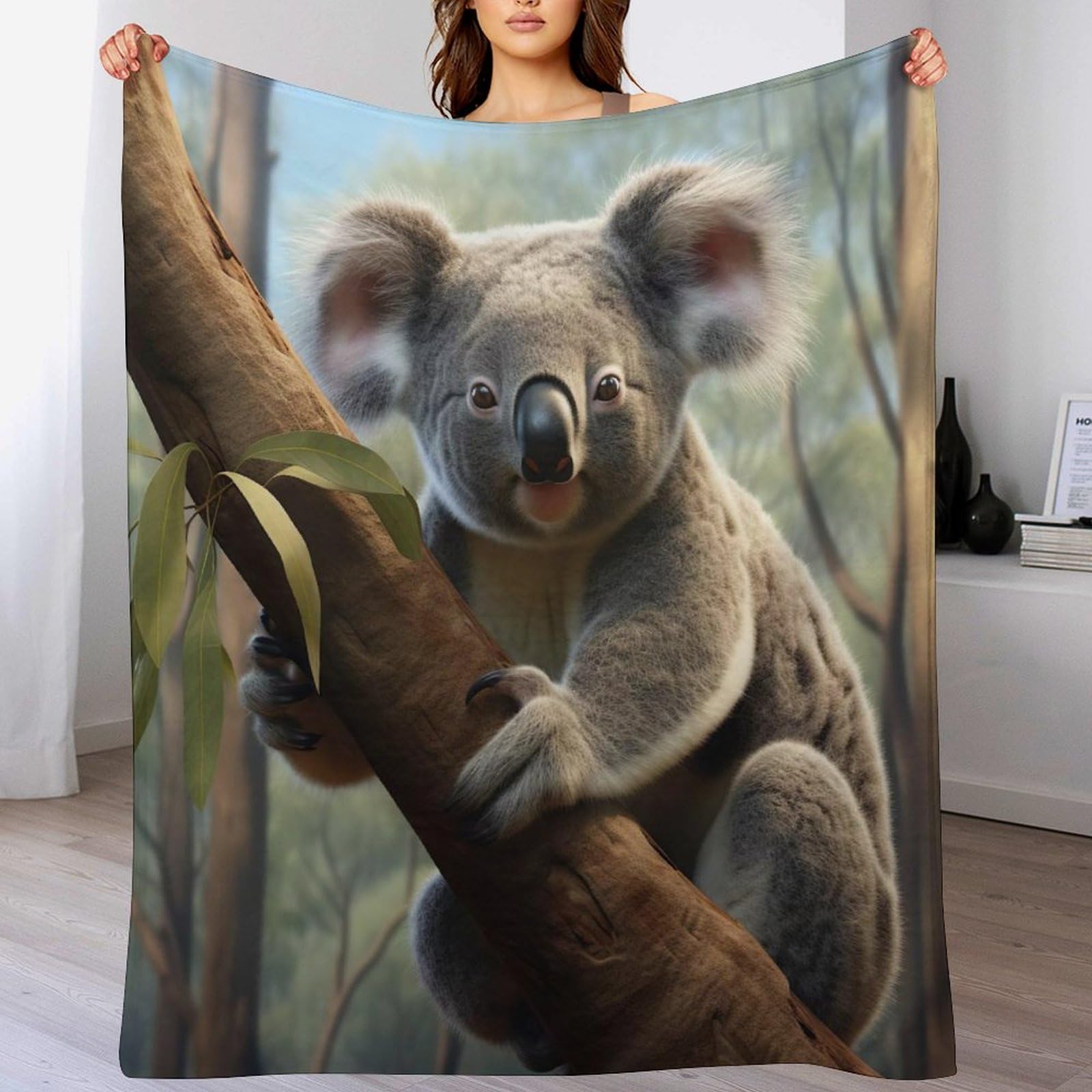 Couverture koala en flannel douce 100x130cm plaid lit et canapé