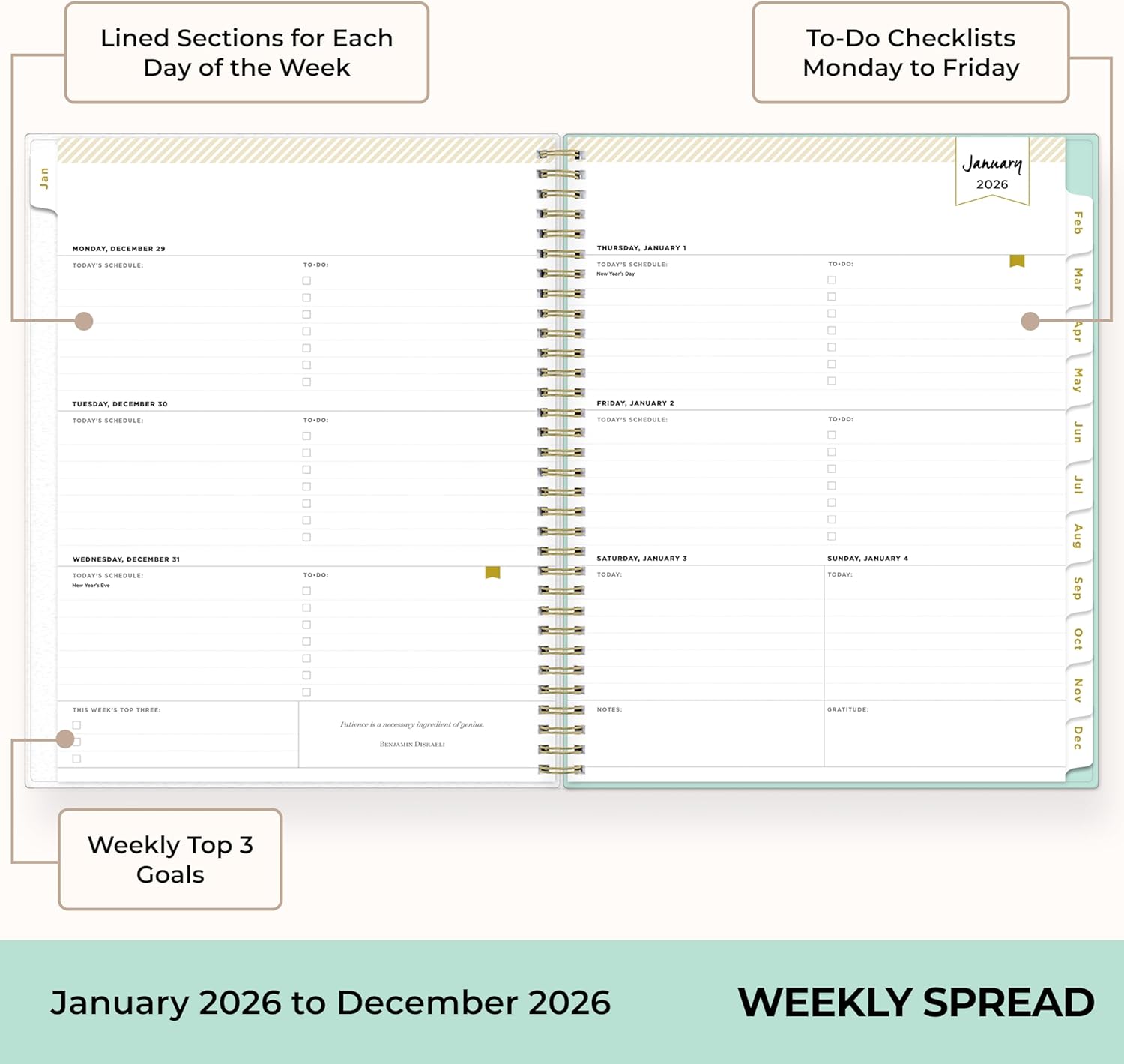 Blue Sky Day Designer 2026 Weekly and Monthly Planner Calendar, January 2026 - December 2026, 8.5" x 11", Flexible Cover, Durable Twin Wire Binding, Storage Pocket, Stickers, Secret Garden Mint