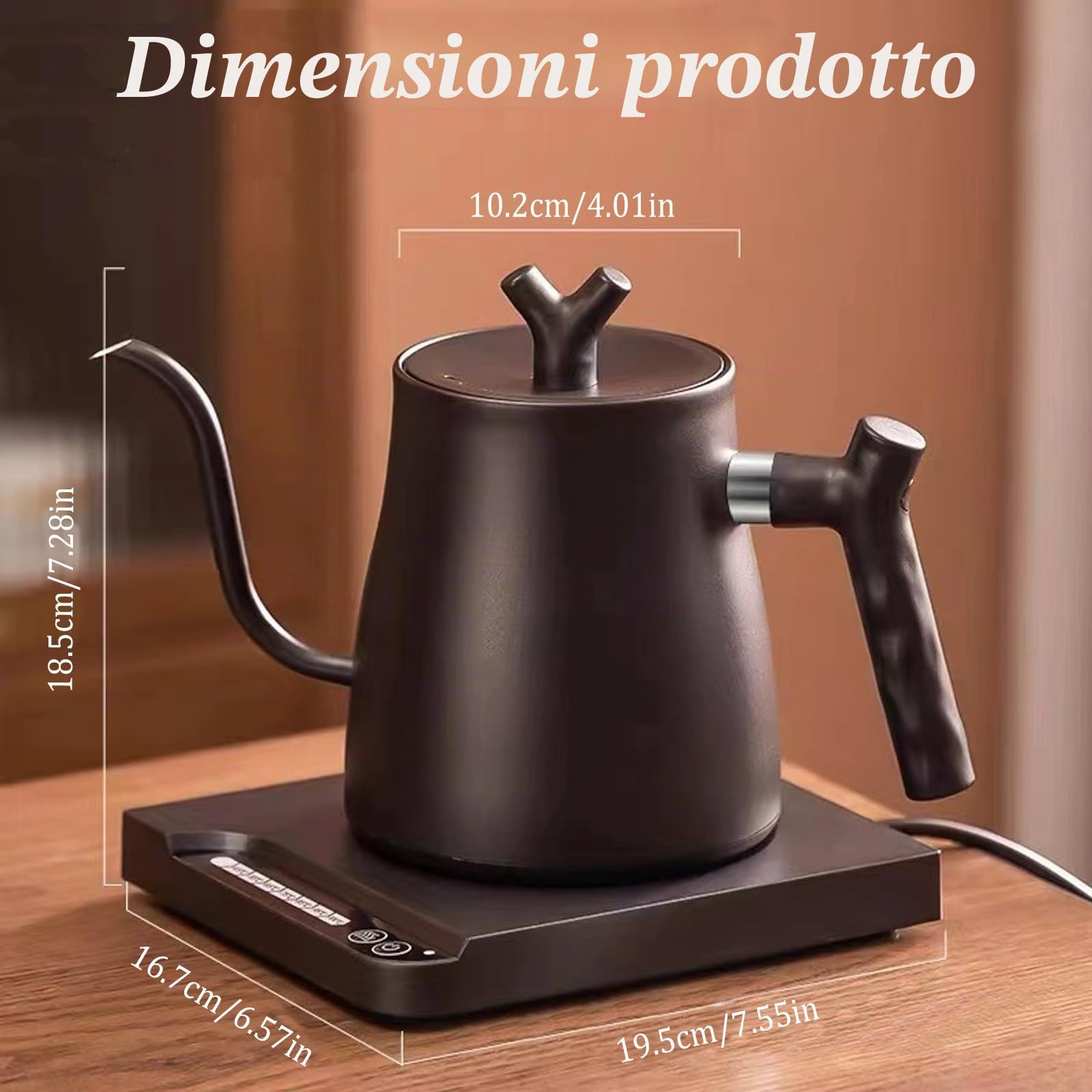 Bollitore Elettrico a Collo di Cigno 1 L,1000 W Bollitore intelligente a Collo di Cigno con Controllo a 7 Temperature&Funzione Mantenimento Caldo,Riscaldamento Rapido per la Preparazione di Tèe Caffè