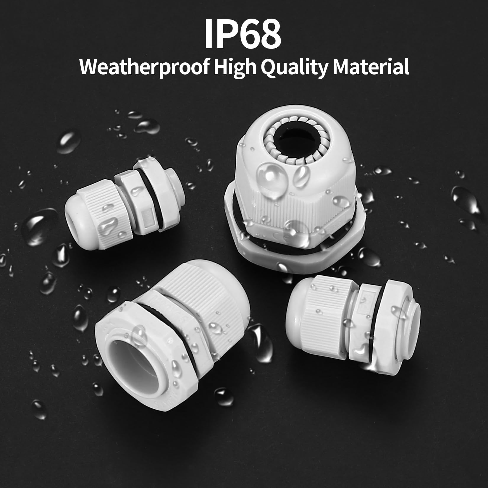 Sheryl&Rain Kit 50 Pressacavi Impermeabili IP68 – M12, M16, M18, M20, M25 – Regolabili 3-16mm