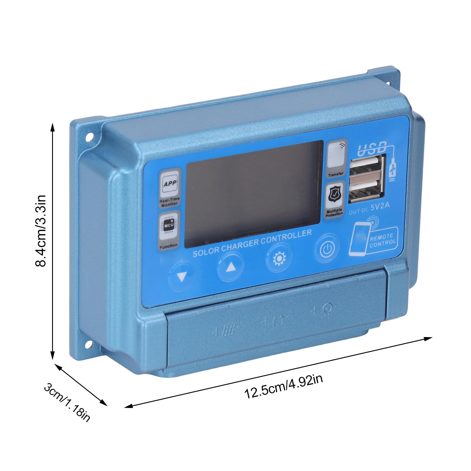 Controlador de Carga Solar MPPT, 12 V 24 V 36 V 48 V 60 V Regulador Inteligente de Panel Solar con Pantalla LCD, Puerto USB Dual, Parámetro Automático de Configuración del (60A)