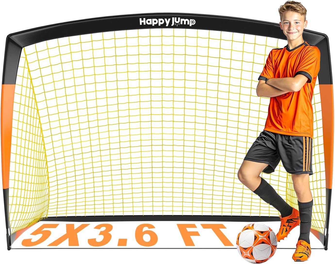 Happy Jump Kids Backyard Soccer Goals 7x5 & 5x3.6 FT, Portable Outdoor Play