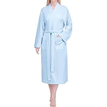PAVILIA Womens Waffle Knit Robe Lightweight Cotton Blend Full Length House Bathrobe with Pockets