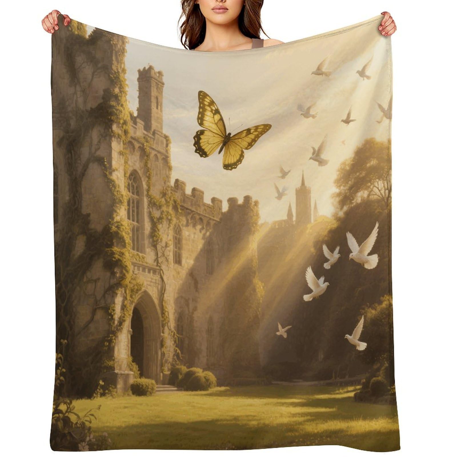 Welcome Butterfly Throw Blanket for Couch and Bed Super Soft Warm Lightweight Throw Blankets Cozy Fuzzy Flannel Blanket Personalized Decorative Blankets for Sofa Decor 40"x50"