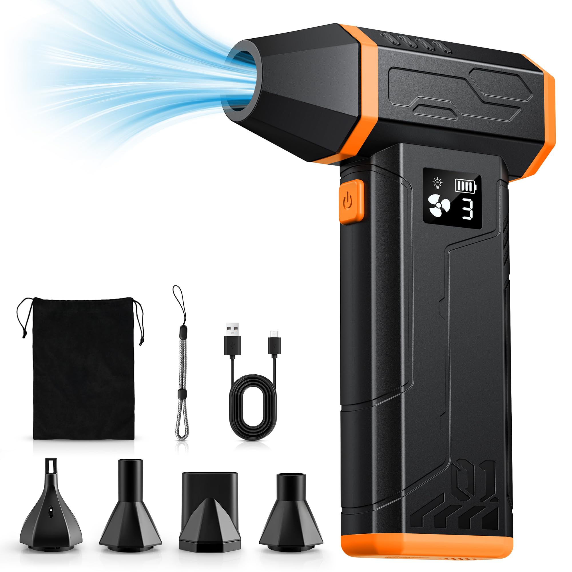 VIWAVE Elektrische Staubgebläse Druckluftspray,150000 U/min Compressed Air Duster,3-Gang Staubgebläse Gebläse Akku Lange Laufzeit,Luftspray PC Reinigung Mini Gebläse für PC Laptop Tastatur Sofa Auto