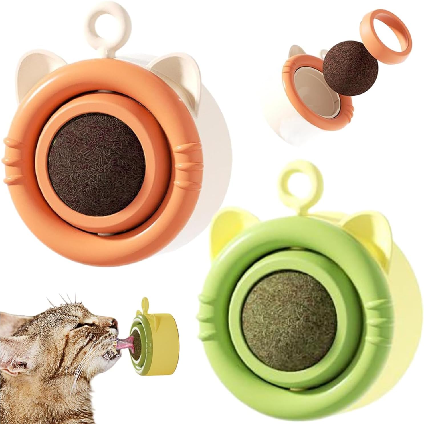 Rotatable Stick on Wall Gall Fruit Cat Toy, 2 Count