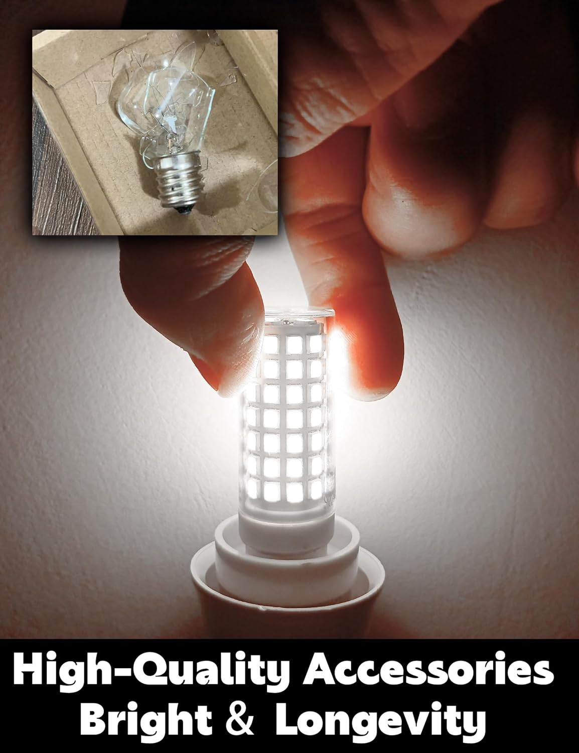 E17 Intermediate Base LED Appliance Bulb, 5000K Daylight 650LM Fridge Freezer Light Bulb, 5W Equivalent 60W, fit Appliance, Chandelier, Ceiling Fan, Microwave Light Bulb 2PACK
