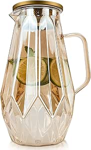 Glass Water Pitcher 1 Gallon Glass Pitcher With Stainless Steel Lid & Spout - Borosilicate Glass For Hot & Cold Drinks Stainless Steel Lid Pitcher
