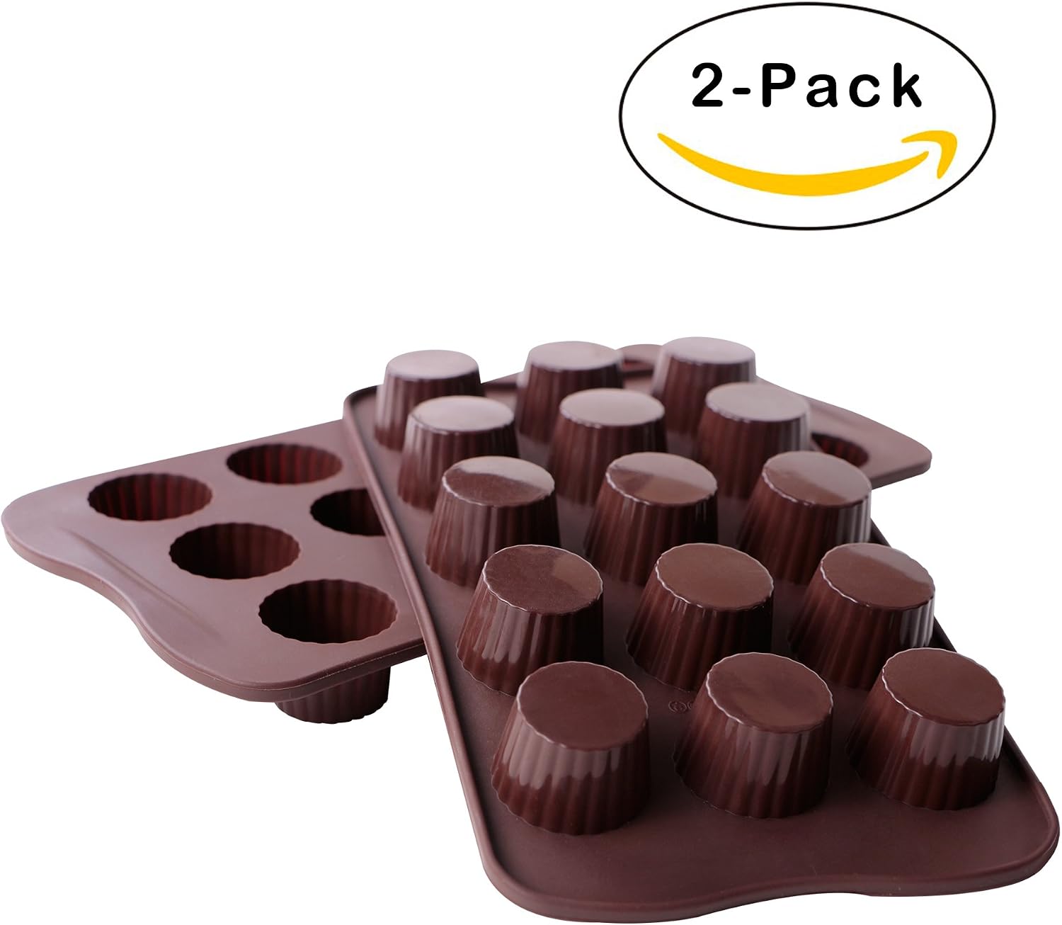 Webake Candy Molds Silicone Chocolate Molds, Baking Mold for Jello, Keto Fat Bombs and Peanut Butter Cup, Pack of 2