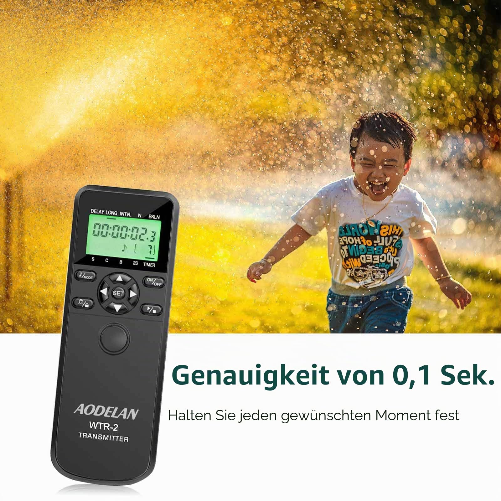 AODELAN Funk-Fernauslöser mit Intervalltimer für Nikon D5300, D850, D810 | drahtlos, Zeitraffer,Langzeitbelichtung,für D700/D500/D4/D4s/D3100/ D5000/D7200/D600/D610/D750/D3300; ersetzt MC-DC2, MC-36